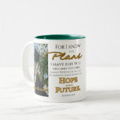 Personalize Jeremiah 29:11グラッドキャップ聖なる書物、 経典 ツートーンマグカップ (正面左)