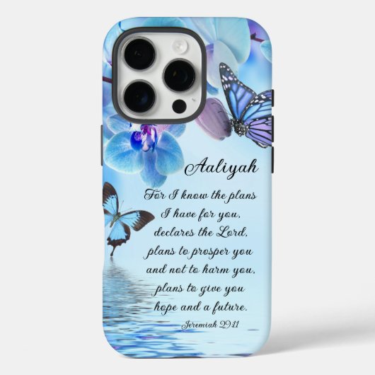 Personalize Jeremiah 29:11 Orchids Butterfly Bible Case-Mate iPhoneケース (裏面)