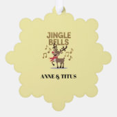 Personalize Jingle Bells Singing Reindeer オーナメントカード (裏面)