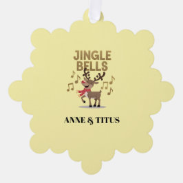 Personalize Jingle Bells Singing Reindeer オーナメントカード