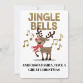 Personalize Jingle Bells Singing Reindeer シーズンカード (正面)