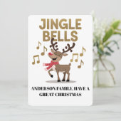 Personalize Jingle Bells Singing Reindeer シーズンカード (スタンド正面)