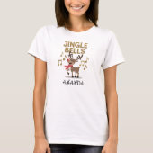 Personalize Jingle Bells Singing Reindeer T-Shirt Tシャツ (正面)