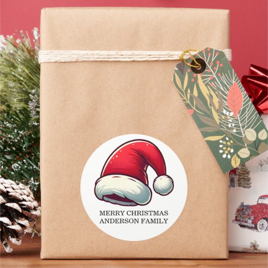 Personalize Jolly Brain Warmer Greeting Card ラウンドシール (クリスマス)