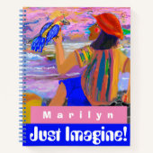 Personalize Journal瞑想的な女性と鳥 ノートブック (正面)