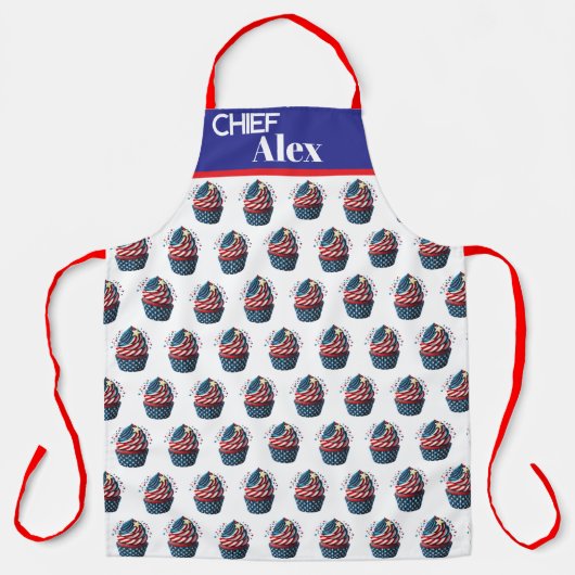 Personalize July 4th Cupcakes All-Over Print Apron エプロン (正面)