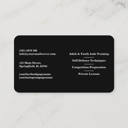 Personalize Karate instructor Gold Kickboxing 名刺 (裏面)