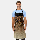 Personalize Leopardグリッターアニマルプリント エプロン (着用した状態)