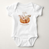 Personalize Little Pumpkin Floral Baby Bodysuit ベビーボディスーツ (正面)