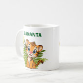 Personalize Little Tiger & Butterfly Classic Mug コーヒーマグカップ (正面左)