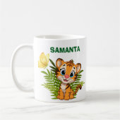 Personalize Little Tiger & Butterfly Classic Mug コーヒーマグカップ (左)
