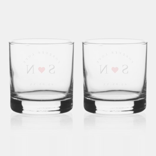 Personalize Love Shape Stem Wedding Monogram  ウイスキーグラス (裏面)