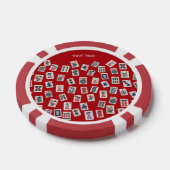 Personalize MahJong tiles (symbols) on red ポーカーチップ (シングル)