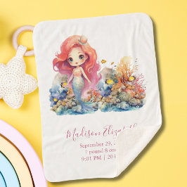 Personalize Mermaid Baby Shower Baby Girlギフト シェルパブランケット