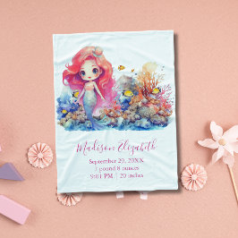 Personalize Mermaid Baby Shower Baby Girlギフト フリースブランケット