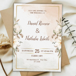 Personalize Minimalistic Floral wedding Invitation 招待状