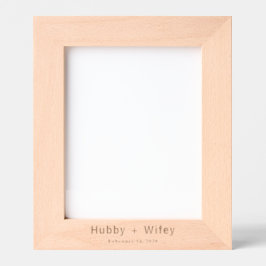 Personalize | Modern Simple Hubby & Wifey Wedding  レーザー彫刻フレーム