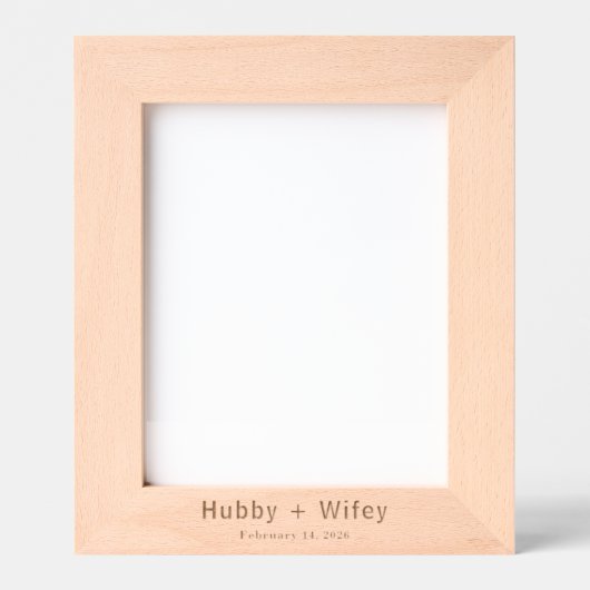 Personalize | Modern Simple Hubby & Wifey Wedding レーザー彫刻フレーム (正面)
