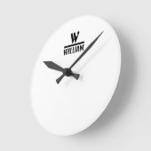 Personalize Monogram Name ラウンド壁時計 (傾斜)