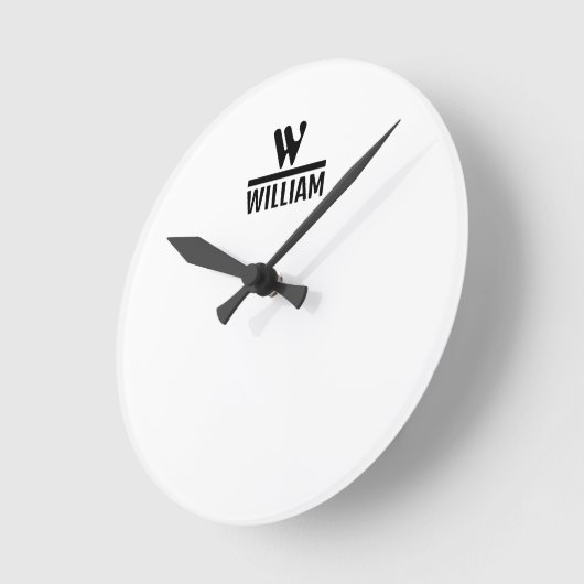 Personalize Monogram Name ラウンド壁時計 (傾斜)