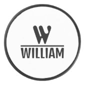 Personalize Monogram Name Puck アイスホッケーパック (正面)