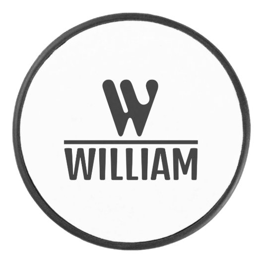 Personalize Monogram Name Puck アイスホッケーパック (正面)