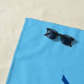 Personalize Name, Deep Blue Script / Sky Blue ビーチタオル (インサイチュ)