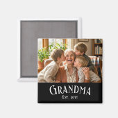 Personalize Name Grandma Est Year Photo Gift マグネット (正面/裏面)