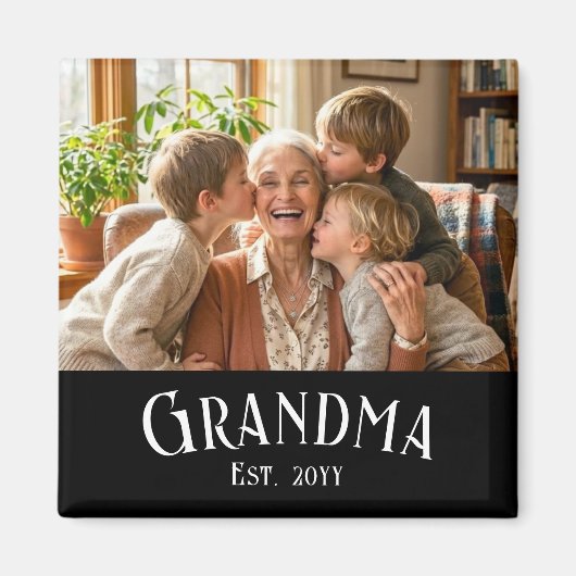 Personalize Name Grandma Est Year Photo Gift マグネット (正面)