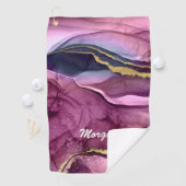 Personalize Name in White Script, Ink Abstract 8 ゴルフタオル (インサイチュ)