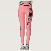 Personalize Name Light Red Black Stripes Fun Gift レギンス (正面)