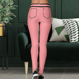 Personalize Name Light Red Black Stripes Fun Gift レギンス