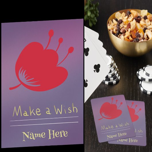 Personalize Name, Magical Red Flower, Purple Bkgd トランプ