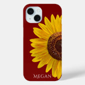 Personalize Name Maroon Red Yellow Sunflower  Case-Mate iPhoneケース (裏面)