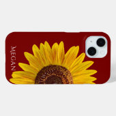 Personalize Name Maroon Red Yellow Sunflower  Case-Mate iPhoneケース (裏面 (横))