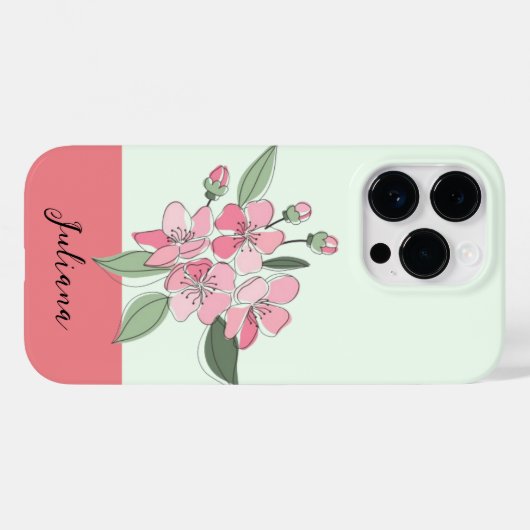 personalize name modern floral Case-Mate iPhoneケース (裏面 (横))