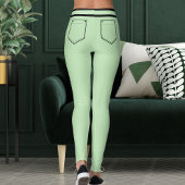 Personalize Name Pale Green Black Stripes Fun Gift レギンス