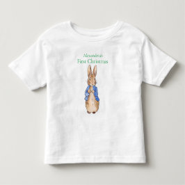 Personalize Name Peter the Rabbit初めてのクリスマス トドラーTシャツ