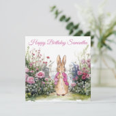 Personalize Name Peter the Rabbit Pink Jacket カード (スタンド正面)