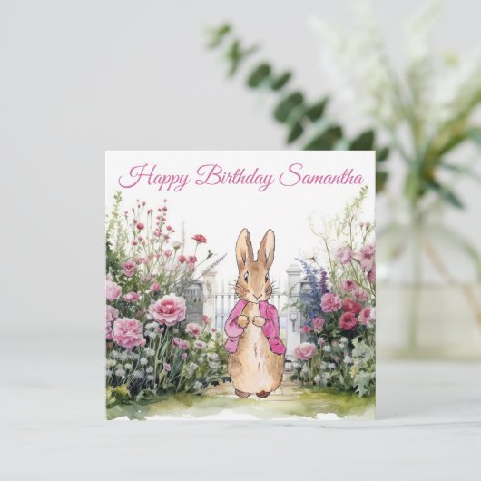 Personalize Name Peter the Rabbit Pink Jacket カード (スタンド正面)