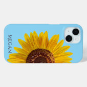 Personalize Name Sky Blue Yellow Sunflower  Case-Mate iPhoneケース (裏面 (横))