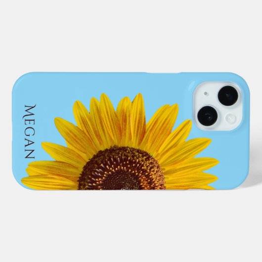 Personalize Name Sky Blue Yellow Sunflower  Case-Mate iPhoneケース (裏面 (横))