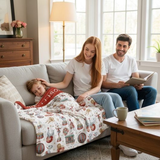 personalize Nostalgic Vintage Circus Pattern  フリースブランケット