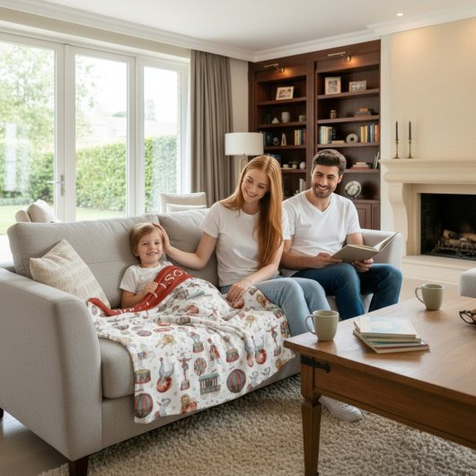 personalize Nostalgic Vintage Circus Pattern  フリースブランケット