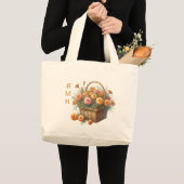 Personalize October Marigold Tote Bag ラージトートバッグ (正面(商品))