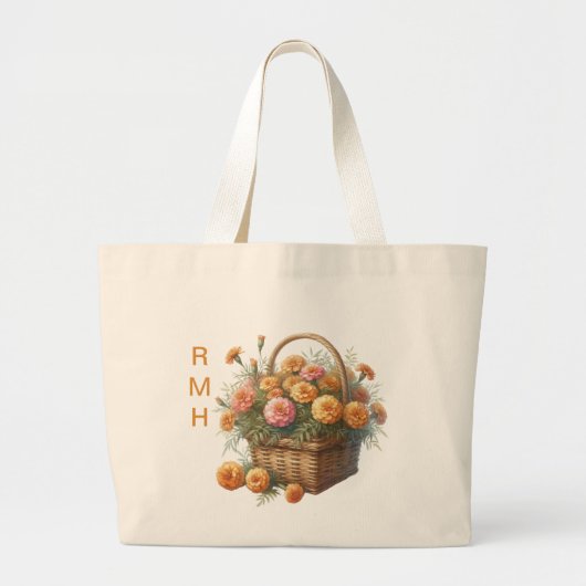 Personalize October Marigold Tote Bag ラージトートバッグ (正面)