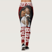 Personalize Pet Cat Mom Cute Deep Red White Photo レギンス (裏面)