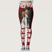 Personalize Pet Cat Mom Cute Deep Red White Photo レギンス (正面)