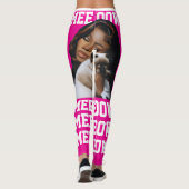 Personalize Pet Cat Mom Cute Hot Pink White Photo レギンス (裏面)