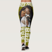 Personalize Pet Cat Mom Cute Olive White Photo レギンス (裏面)